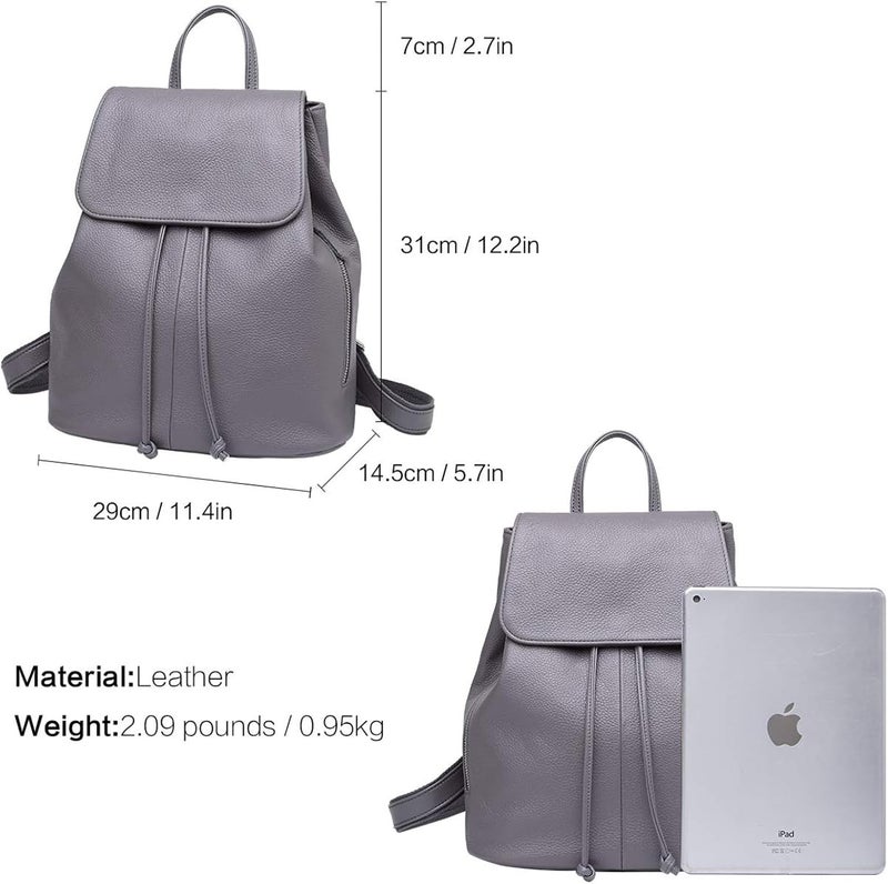 BOYATU Leather Backpack Purse for Women: Ladies Travel Fashion Back Pack - Genuine Leather Bag Casual Handbags for Work (Grey) - Image 2